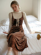 Butterfly Embossed Velvet Pinafore Dress