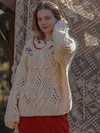 Floral Collared Cozy Knit Sweater
