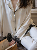 Ivory Muse Lace-Trim Pajama Set3