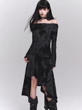 Midnight Velvet Gothic Off-Shoulder Dress