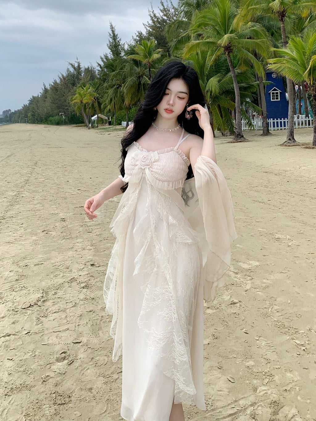 Ethereal Lace Rose Gown