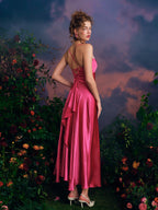 Embroidered Rose Satin Slip Dress