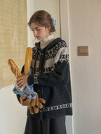 Vintage Nordic-Inspired Wool Blend Cardigan