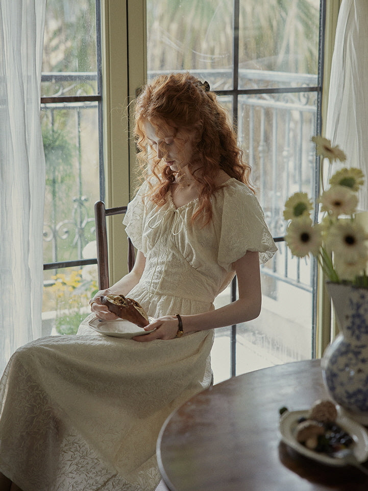 Enchanted Embroidered Puff Sleeve Dress