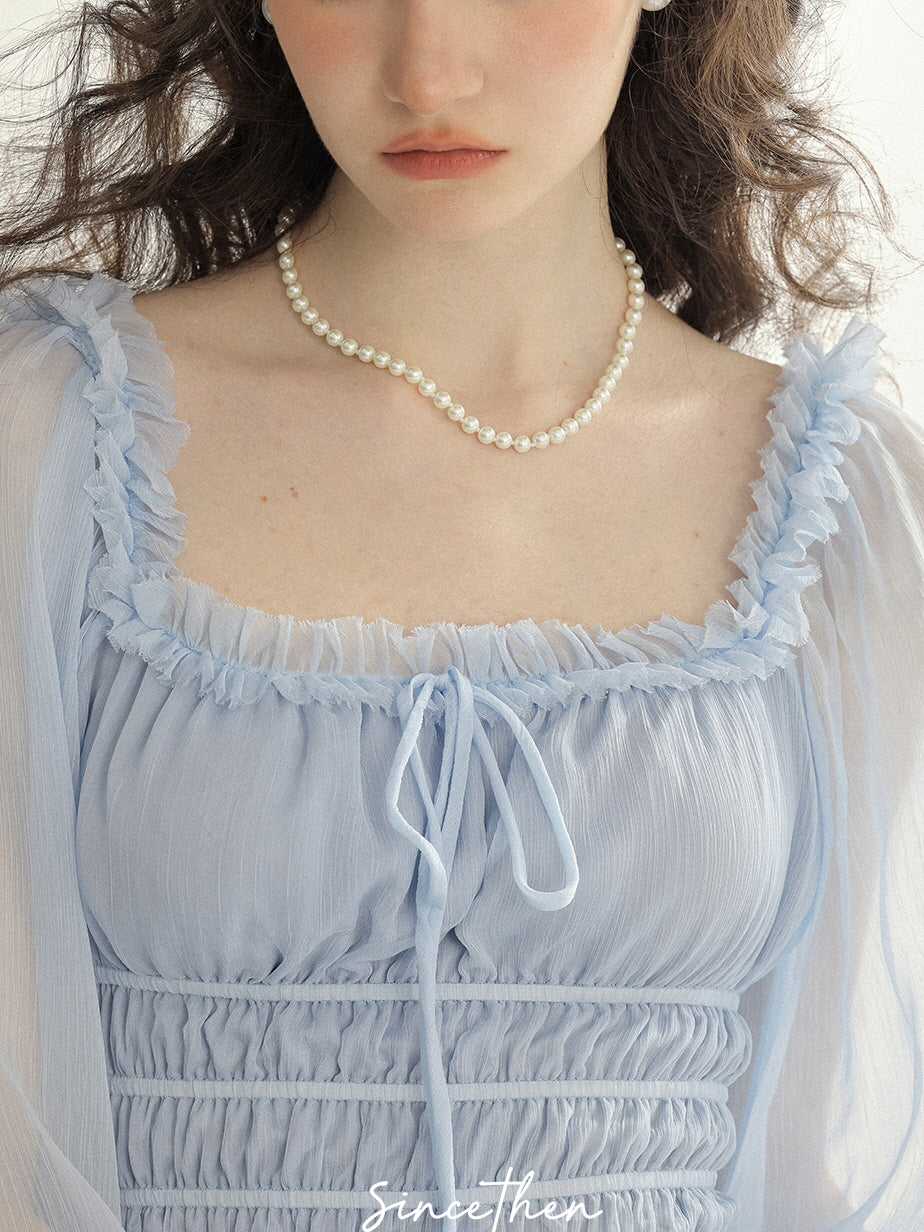 Fairy Light Blue Cloud Ruffle Dress