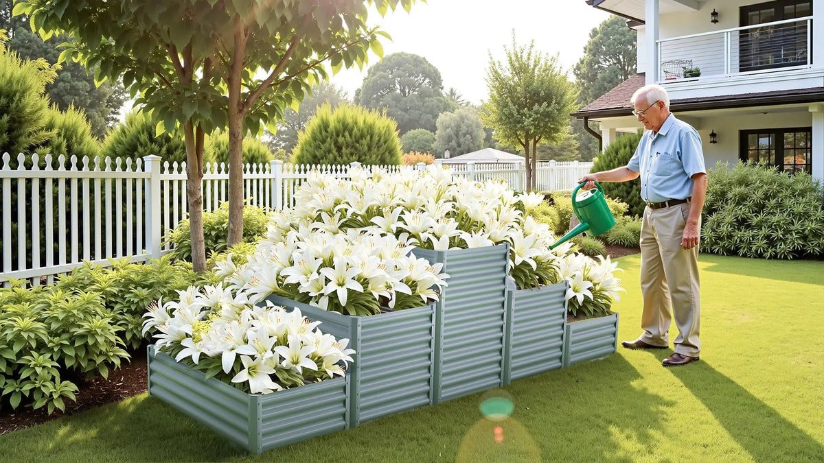 36-inch tall rectangular galvanized metal raised garden bed — view 7
