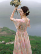 Jasmine's Vintage Floral Chiffon Dress