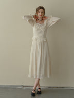 Poetic Cream Ruffle Lace Dress