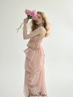 Ethereal Blush Draped Gown