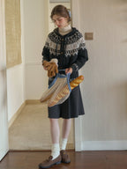 Vintage Nordic-Inspired Wool Blend Cardigan
