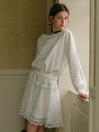 Coquette Lace Heart Off-Shoulder Sweatshirt