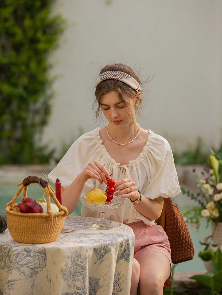 Olivia's White Puff-Sleeve Summer Blouse