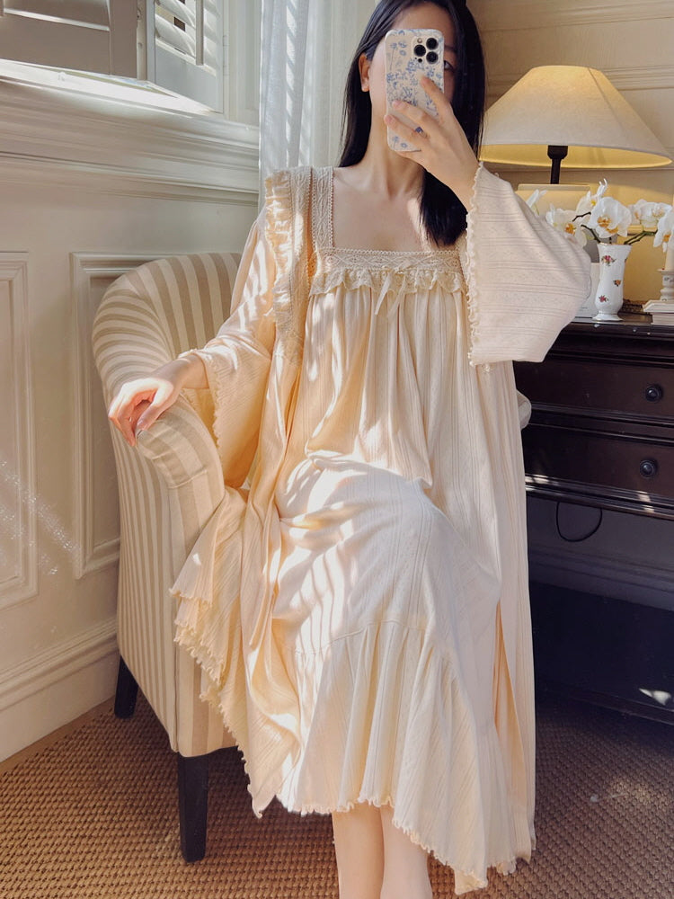 Vintage Lace Cotton Romantic Nightgown Set