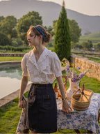 White Embroidery Collar Cottage Blouse