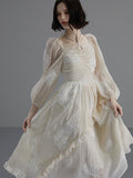 Vintage Embroidered Puff Sleeve Dress