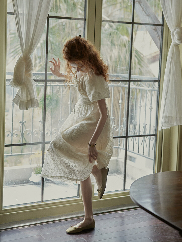Enchanted Embroidered Puff Sleeve Dress
