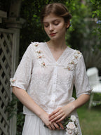 Ella's Retro Floral Elegance Blouse