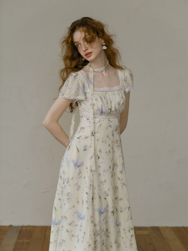 Fairy Garden Lace Trim Floral Dress
