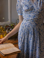 Whispering Blue Garden Floral Dress
