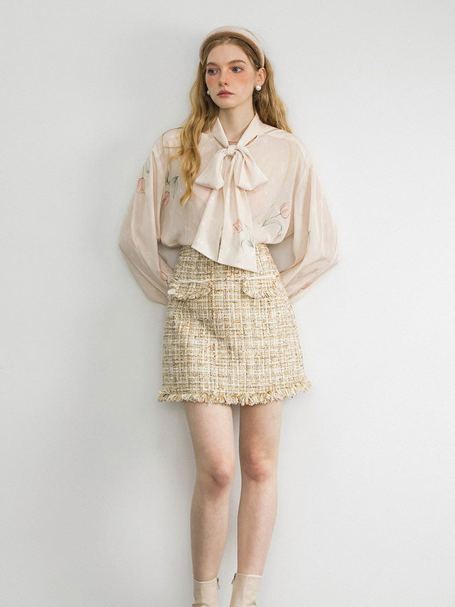 Romantic Tulip Bow-Tie Blouse
