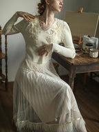 Dreamy Feather-Trim Pleated Skirt