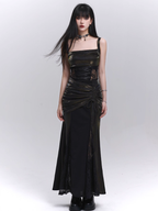 Black Metallic Corset Evening Dress