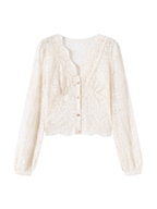 Ivory Lace Garden Vintage Blouse