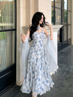 Whimsical Bloom Ruffle Chiffon Dress