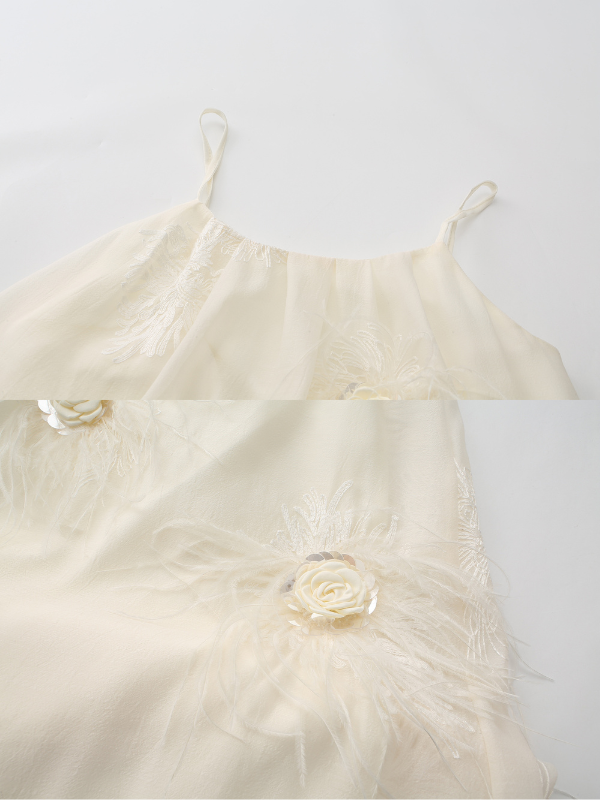 Ivory Feather Bloom Slip Dress