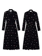 Vintage Velvet Floral Embroidered Dress