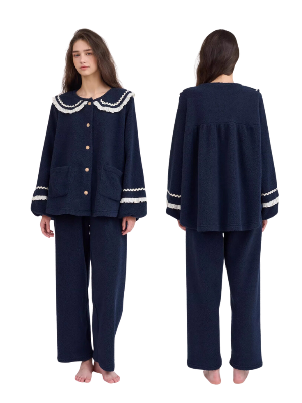 Midnight Ruffle Fleece Pajama Set
