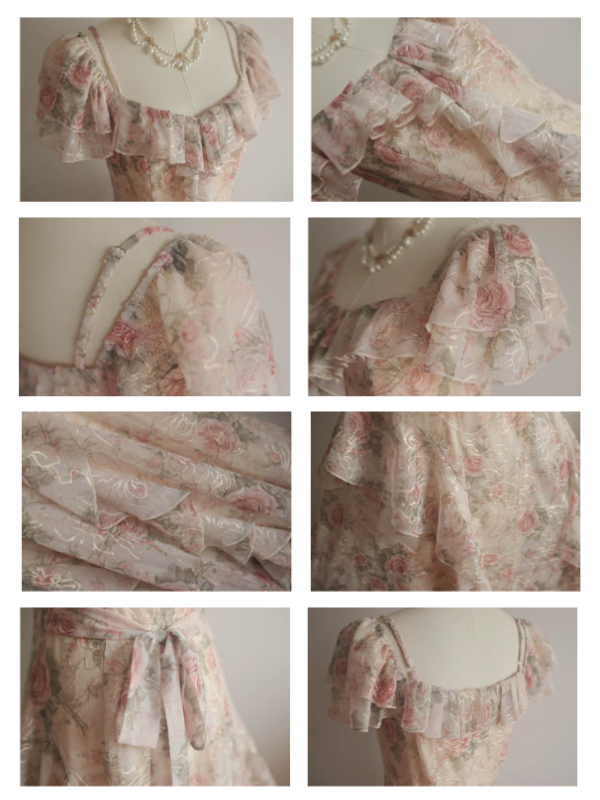 Ethereal Rose Garden Ruffle Dress