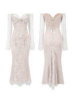 Victorian Elegance Off-Shoulder Lace Gown