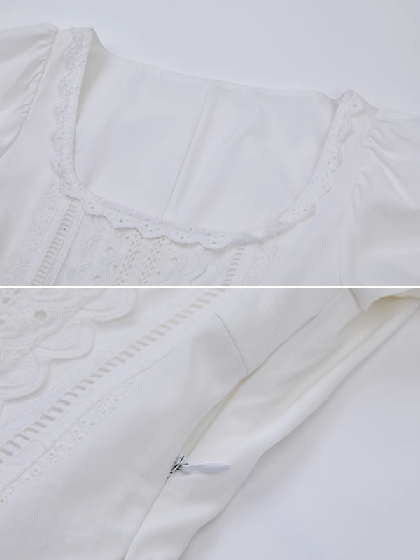 Vintage Lace Elegance White Dress