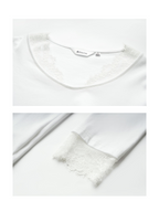 Lace Trim Soft Cotton Long Sleeve Top