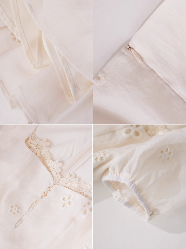 Elegant Daisy Lace White Dress