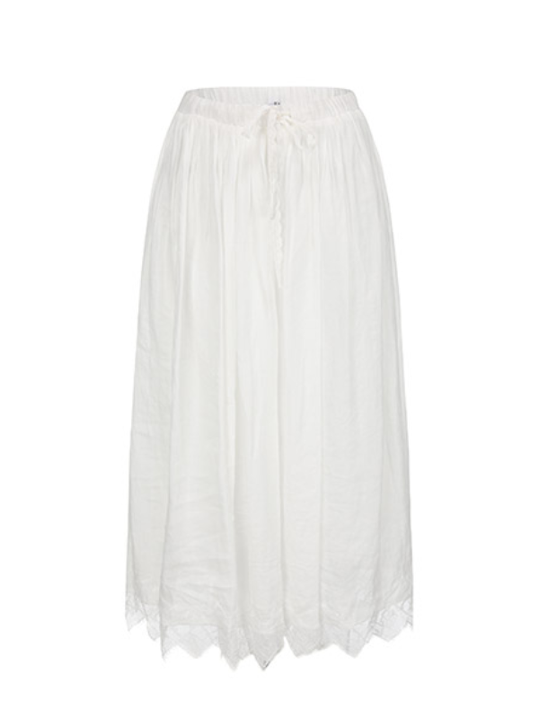 Pure White Lace Flare Skirt