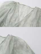 Pastel Green Floral Two-Piece Set – Sheer Cardigan & Tiered Dress