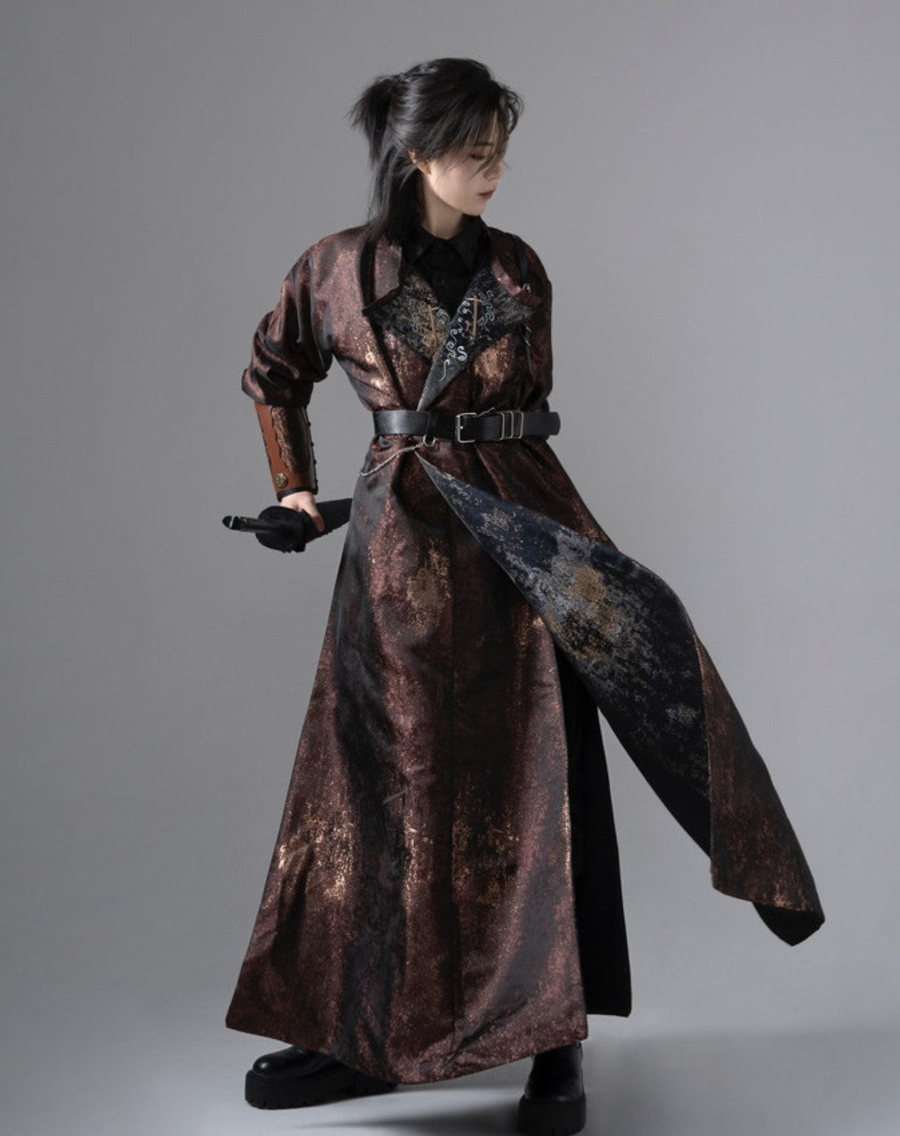 Tang Dynasty Style Modern Reversible Coat - Charcoal Marshmallow 火烧烂棉花