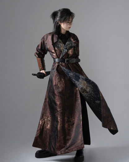 Tang Dynasty Style Modern Reversible Coat - Charcoal Marshmallow 火烧烂棉花