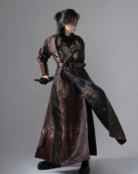 Tang Dynasty Style Modern Reversible Coat - Charcoal Marshmallow 火烧烂棉花