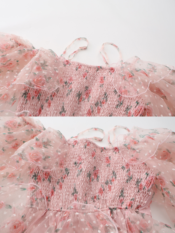 Blushing Rose Ruffle Chiffon Dress