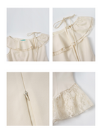 Ivory Ribbon Shoulder Ruffle Top & Skirt