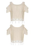 Moonlight Garden Beaded Cold Shoulder Top