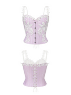 Floral Embroidered Corset & Sheer Skirt