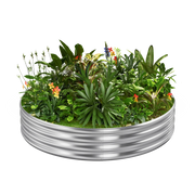 12-inch tall round galvanized metal raised garden bed, 4 feet in diameter