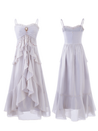 Vintage Brooch Elegance Ruffled Gown