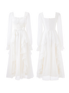 Vintage Ivory Chiffon Ruffle Dress