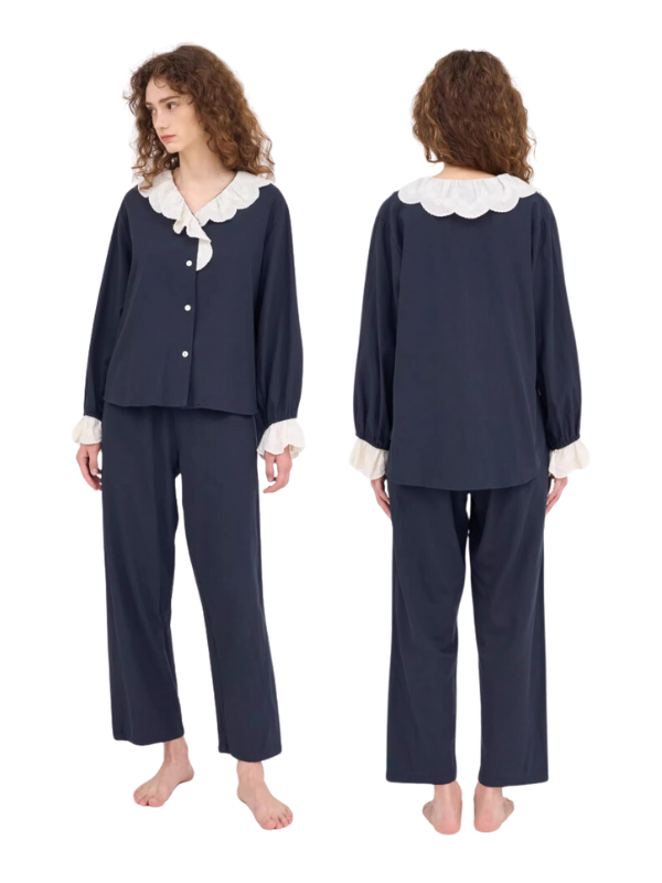 Midnight Elegance Lace Pajama Set