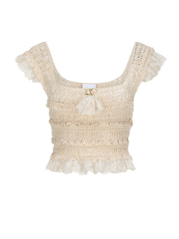 Vintage Charm Cotton Frill Top